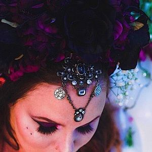 Handmade purple and black zodiac jeweled floral headpiece! 💜🧞👑🌹 💫💎🖤